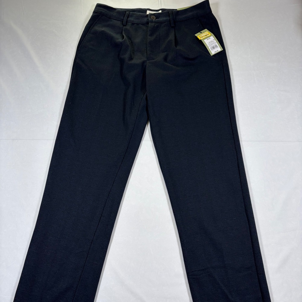 Goodfellow & Co Mens Pleated Dress Trouser Navy Blue Plaid Pants 30x32 NWT